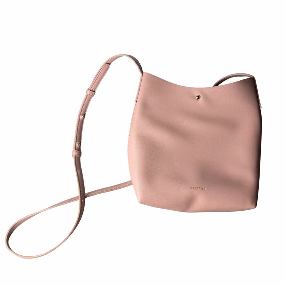 Samara Crossbody Bag Peony Blush Pink Adjustable Shoulder Bag Vegan Leather